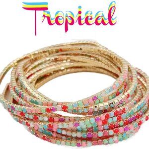 The " Tropical "12 Rhinestone Stacking Stack Bracelets